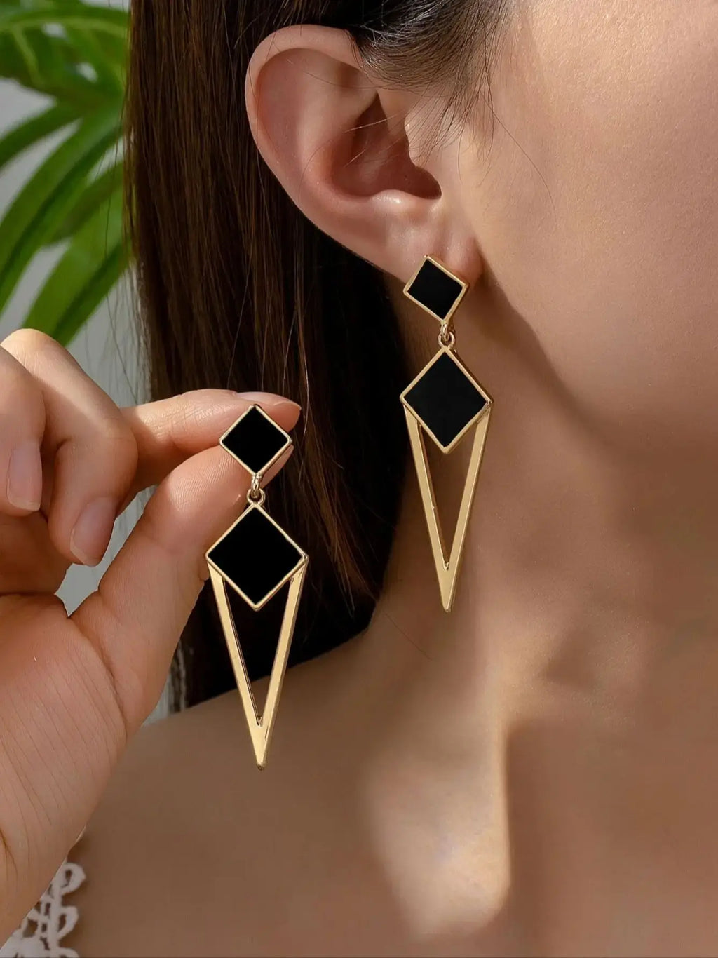 Alloy Diamond-Shaped Oil-Drip Stud Earrings | Summer Trendy Geometric Jewelry