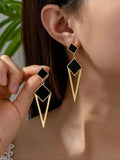 Alloy Diamond-Shaped Oil-Drip Stud Earrings | Summer Trendy Geometric Jewelry