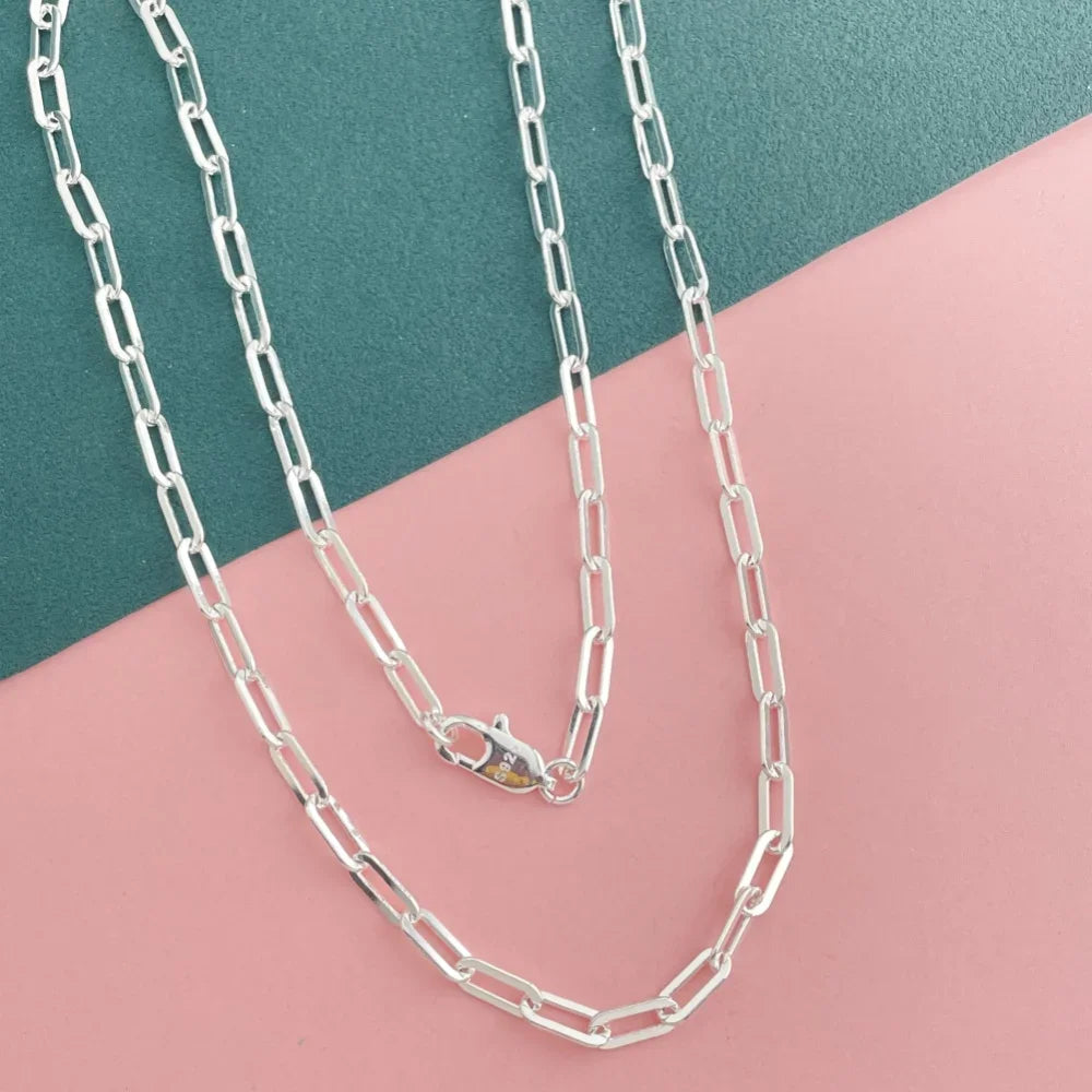 45-60cm Paper Clip Necklace | 925 Sterling Silver Fine Jewelry for Unisex