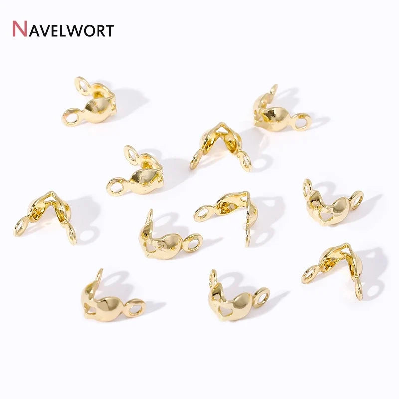 18K Gold Plated Double-Cup Bead Tips | Jewelry Findings for DIY Necklaces and Bracelets
