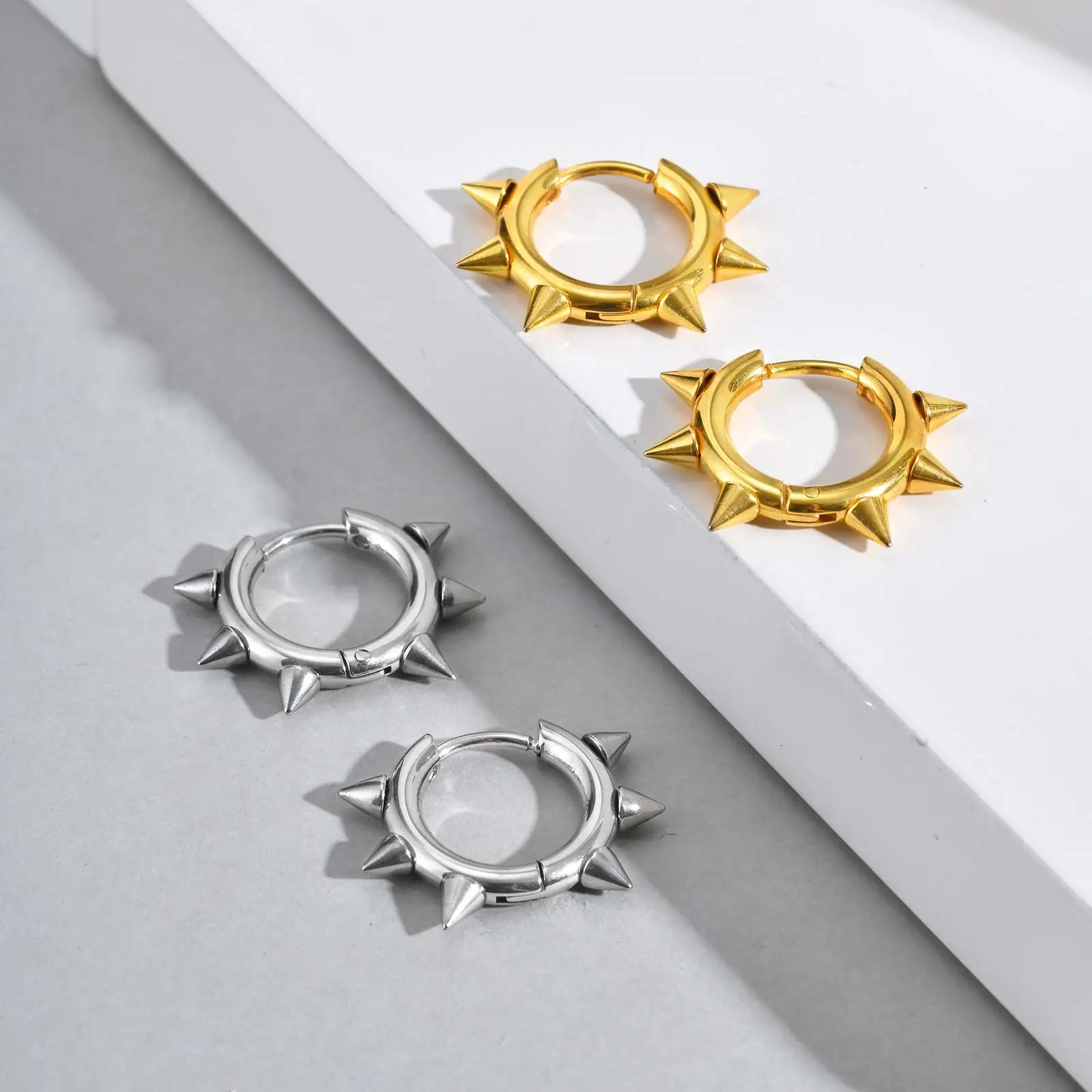 Stainless Steel Rivet Hoop Earrings for Men | Waterproof and Hypoallergenic Circle Earrings