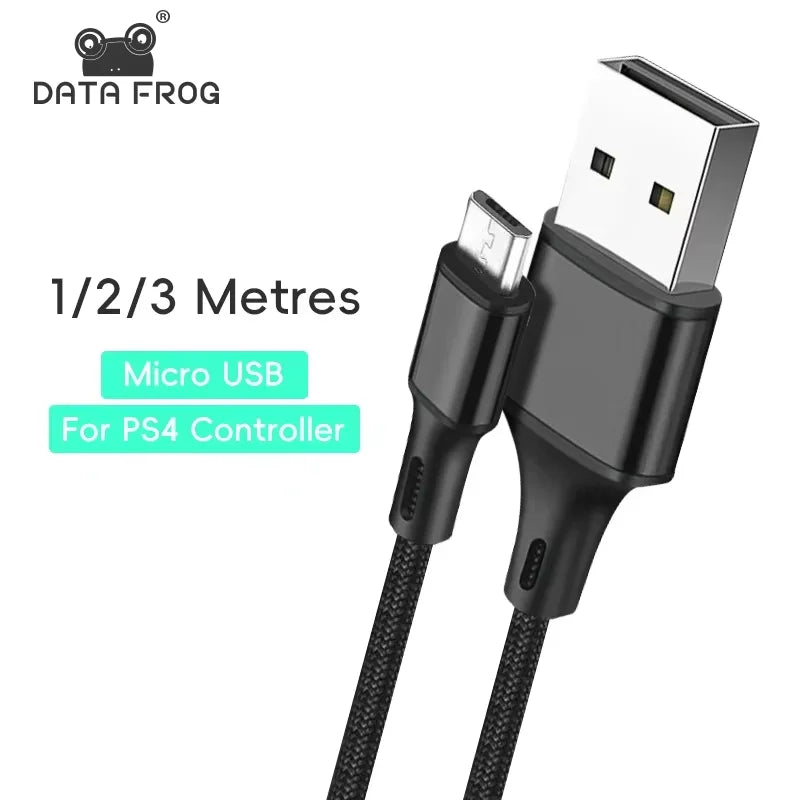 DATA FROG USB Charger Cable for PS4 Controller | 1M 2M 3M Nylon Braided Fast Charging Cord