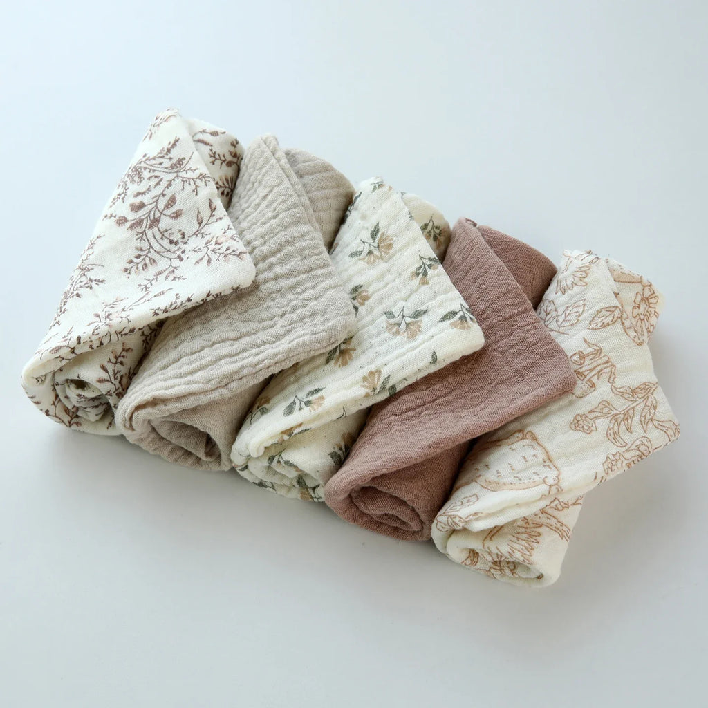 3/5 Pieces of Gauze Square Towels | Soft Cotton Baby Burp Cloths and Handkerchiefs