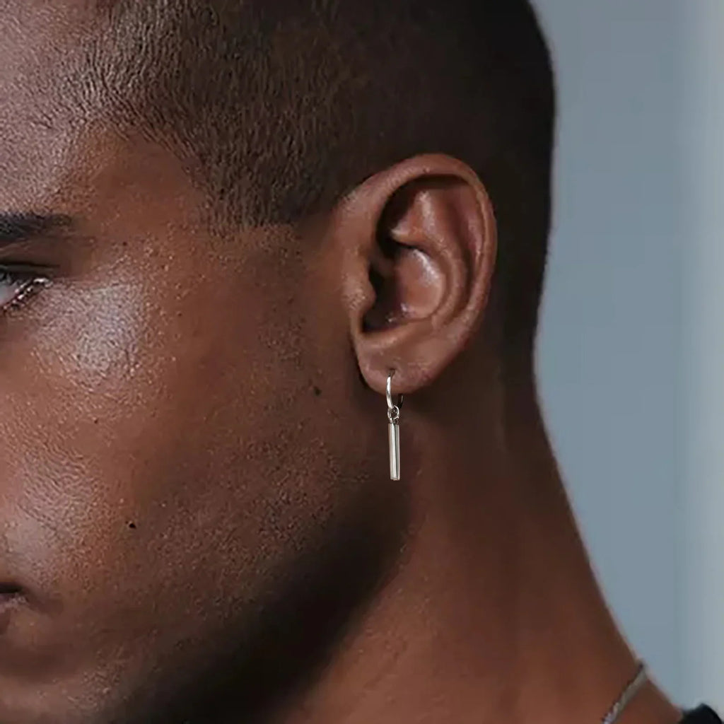 Vnox Punk Rock Geometric Bar Dangle Earrings | Stainless Steel Hoops for Men