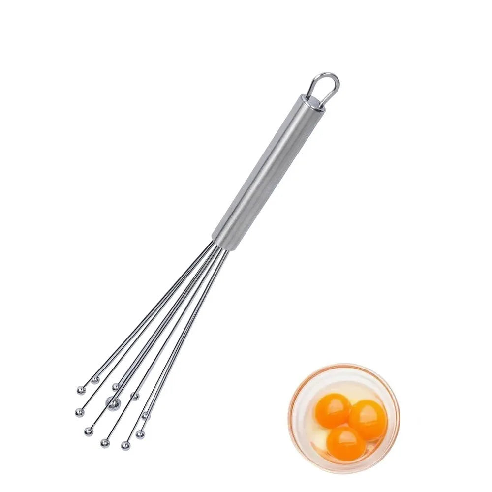 10/12 Inch Manual Egg Beater | Stainless Steel Ball Mixer for Cooking