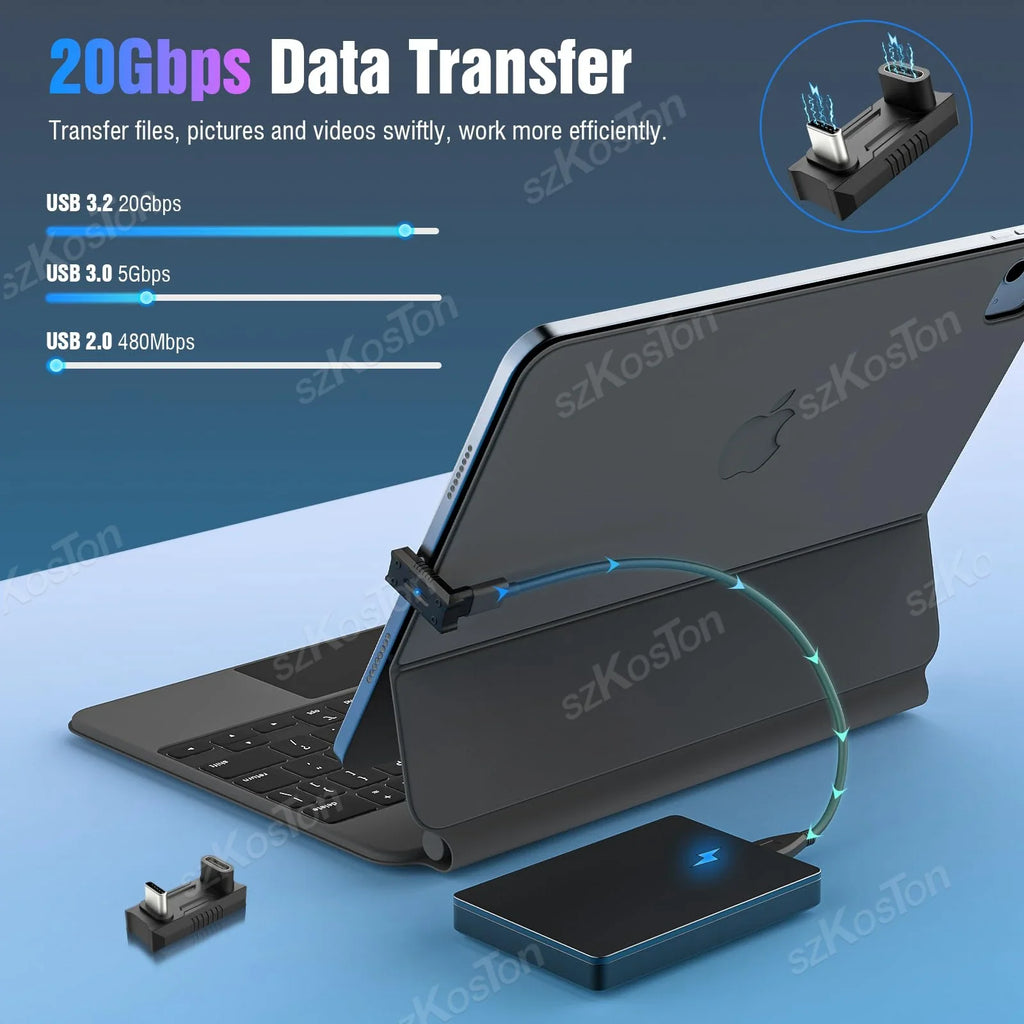 180 Degree USB C Adapter | Fast Charging and Data Extender for Handheld Gaming Consoles