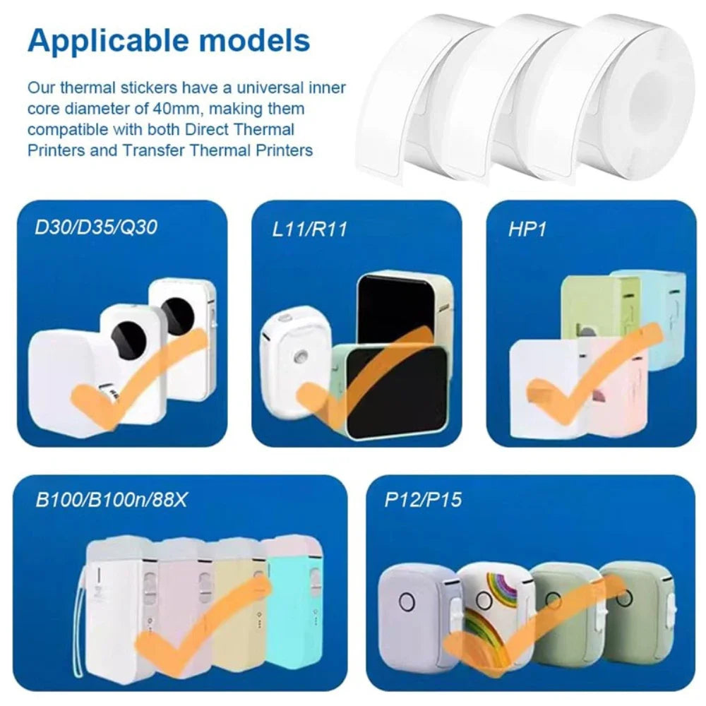 White Gap Label Paper for Phomemo D30 Q30 | Waterproof Thermal Sticker Roll