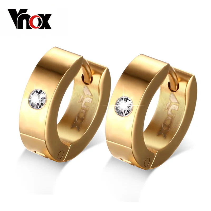 Stainless Steel Hoop Earrings for Women | Cubic Zirconia Huggie Ear Cuff