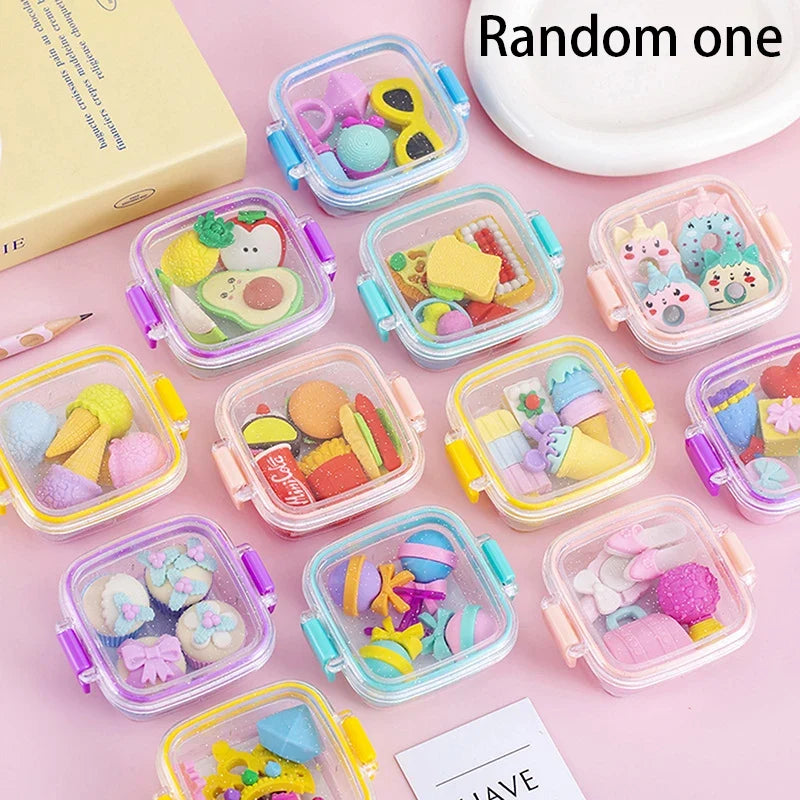 Lunch Box Eraser Set | Creative School Stationery Gift