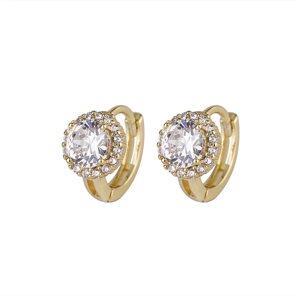 Huitan Cubic Zirconia Hoop Earrings | Dainty Fashion Jewelry for Women