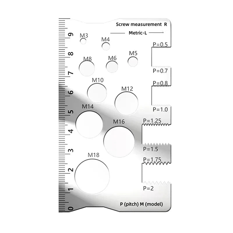 Thread Pitch Gauge Measurement Ruler | Space Saving Screw Measuring Tool