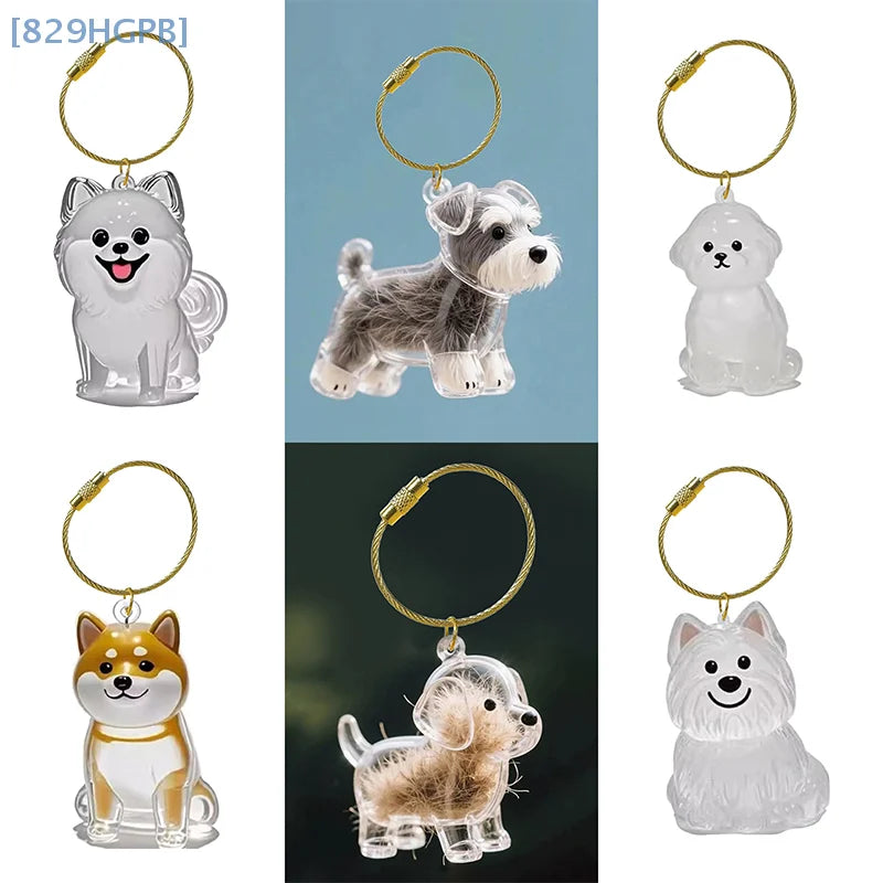 Clear Puppy Hair Memorial Keepsake Capsule | Pet's Dog Fur Container DIY Keychain Decor