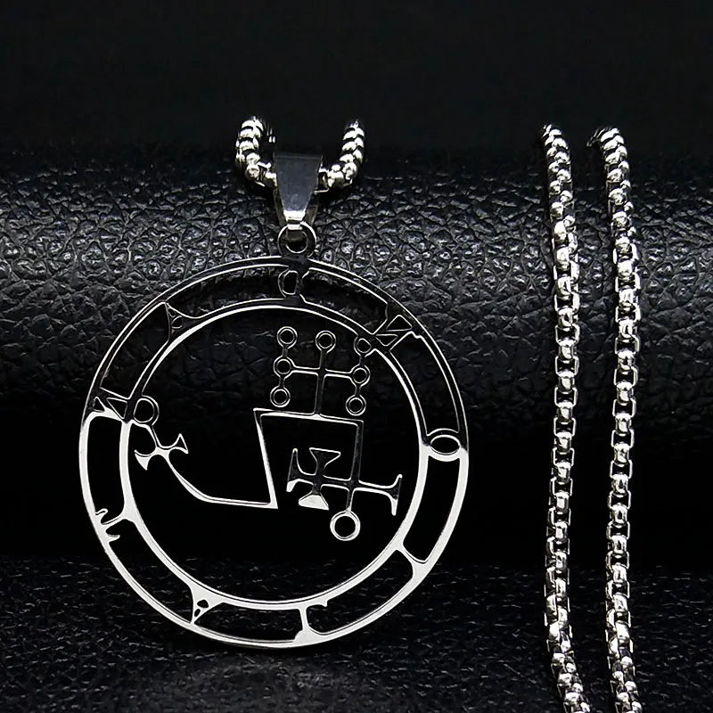 Dantalion Seal Stainless Steel Necklace | Silver Sigil Pendant Jewelry