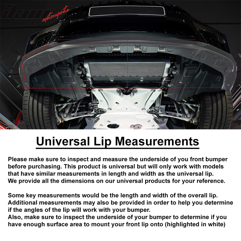 Universal IKON Style Unpainted 3PCS Front Lip Splitter Spoiler PU