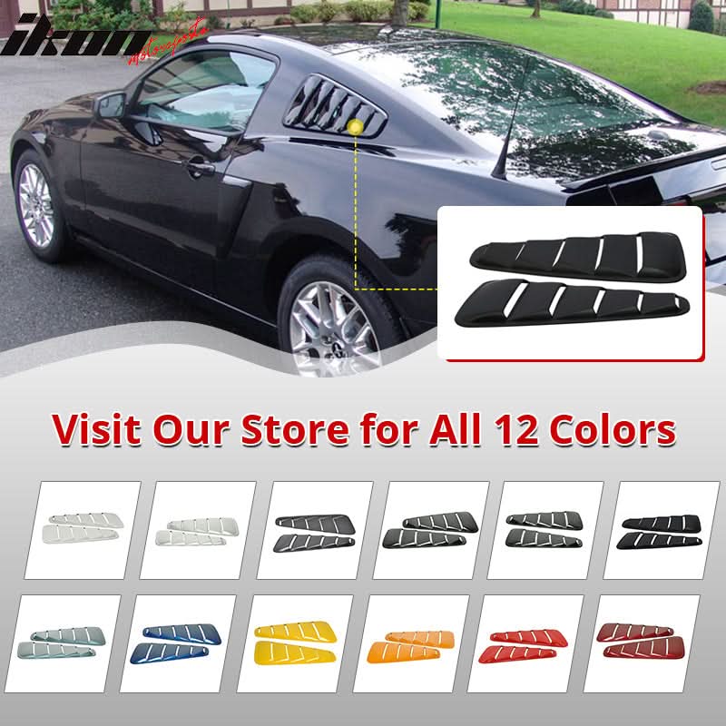 2005-2009 Ford Mustang V6 Side Quarter Window Louvers Windshield Cover