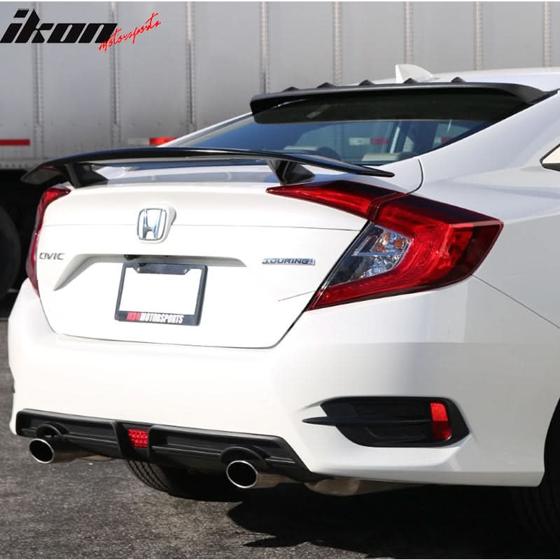 Fits 16-21 Honda Civic Sedan IK V Roof Spoiler Window Visor Smoke Wing