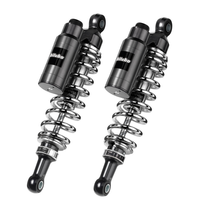 Bitubo Suspension Bitubo WMT0 Twinshocks Adj.: Spring Preload, Reb., Comp., Length 356mm, Piggyback Tank, Chr Edition HD031WMT03