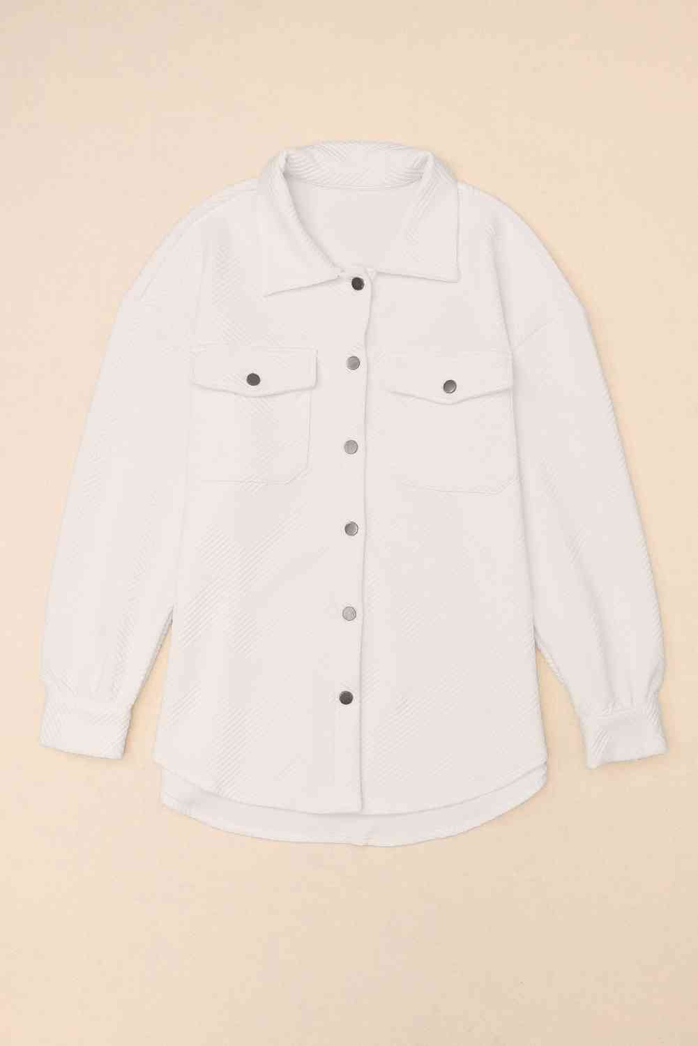 Cloudy Blue Snap-Front Collared Jacket with Pockets Lightweight and Versatile Jacket