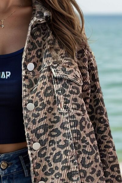 Lightweight Leopard Button Down Long Sleeve Jacket Bold & Trendy Luxury Print Outerwear