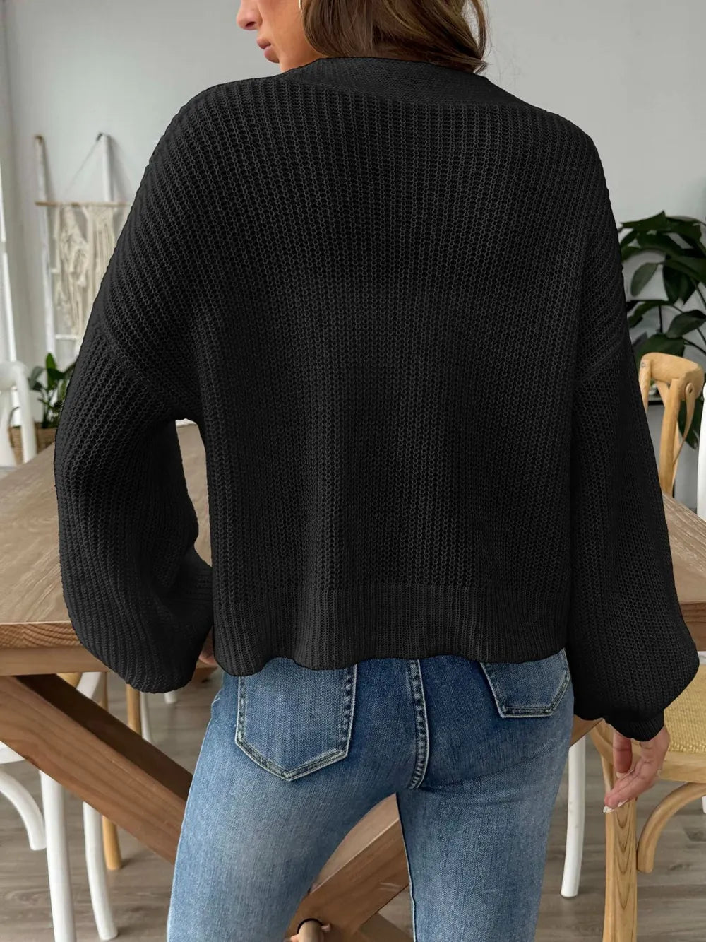 Autumn and winter new minimalist short button jacket sweater cardigan