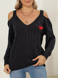 Autumn/Winter Top Deep V Sexy Off Shoulder Loose Hooded Sweater for Women