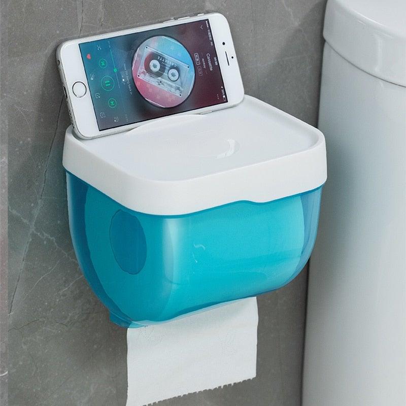 Bathroom Toilet Paper Holder Punch-free Waterproof Storage Box Toilet Paper Storage Rack Paper Towel Kitchen Storage Accessories Waterproof Toilet Paper Holder Wall Mounted Punch Free Paper Dispenser Transparent Storage Box Bathroom Kitchen Supply
