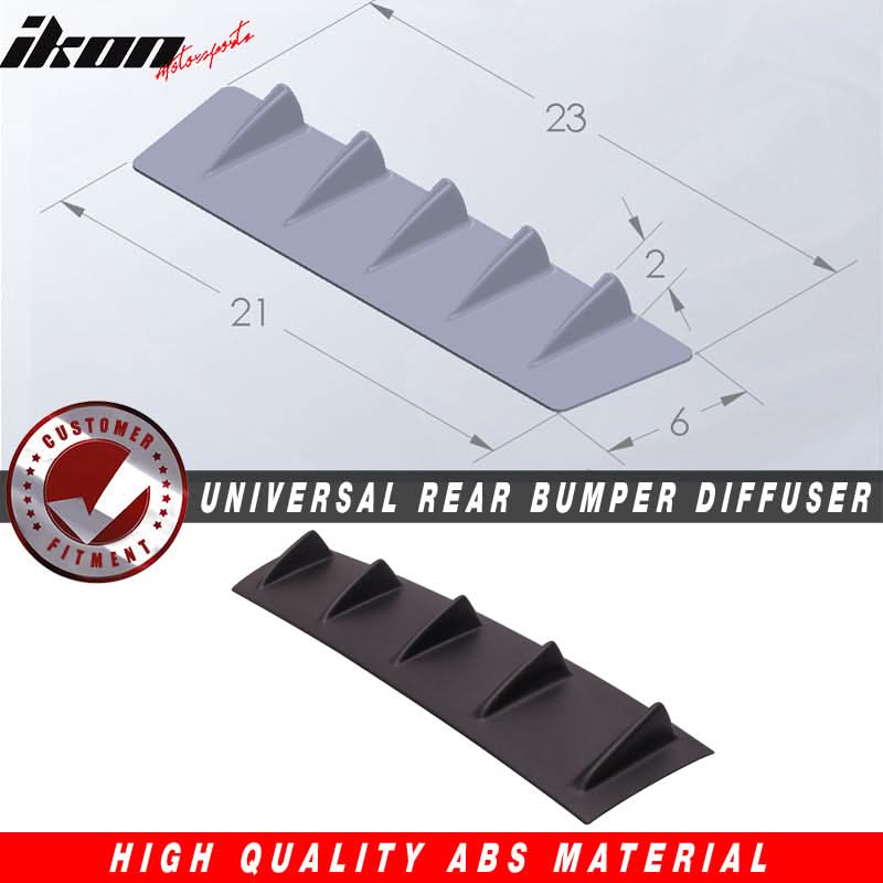 23" x 6" Universal Rear Bumper Diffuser Lip 5 Shark Fins Under