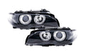 BMW E46 3-Series Coupe Black OE+ Angel Eyes Headlights - (2002-2005)