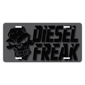 Diesel Freak Burnt Stacked License Plate: Edgy Skull Font Design