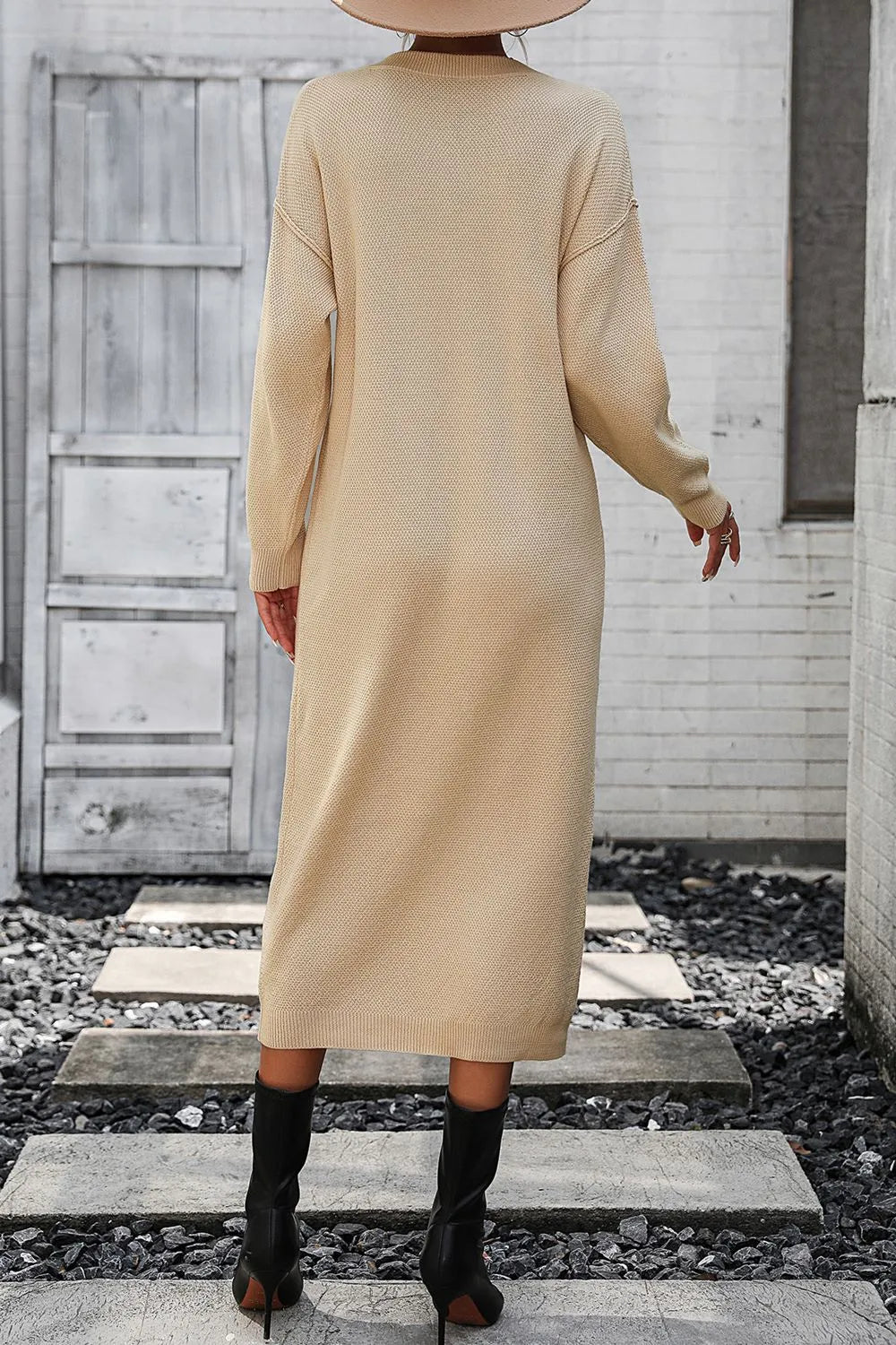 Button knit sweater dress fashionable temperament commuting women's sweater women