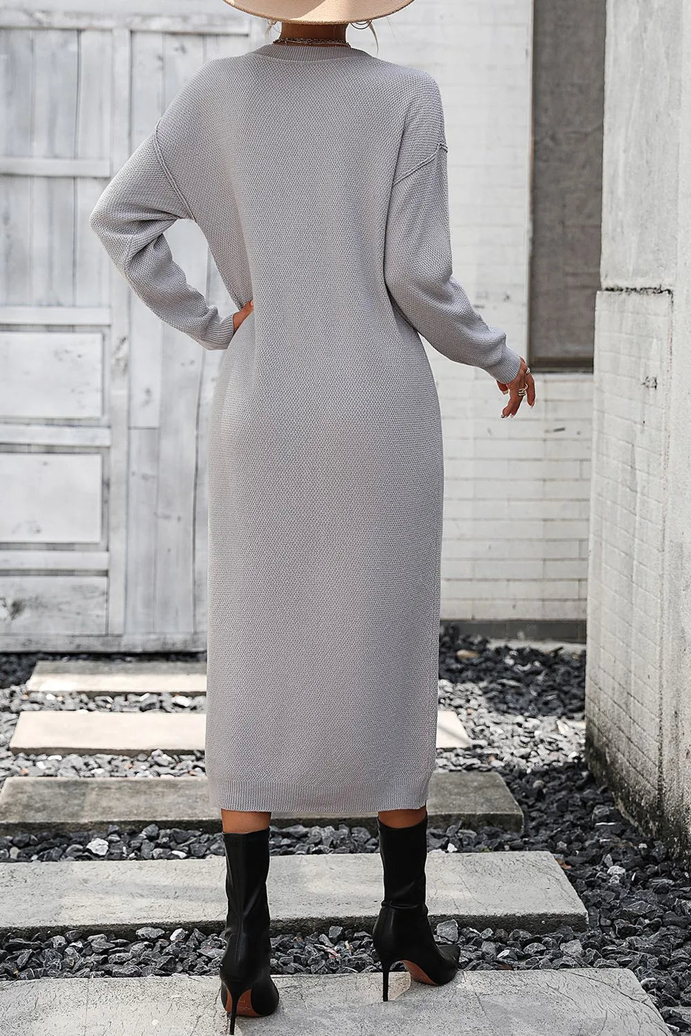 Button knit sweater dress fashionable temperament commuting women's sweater women