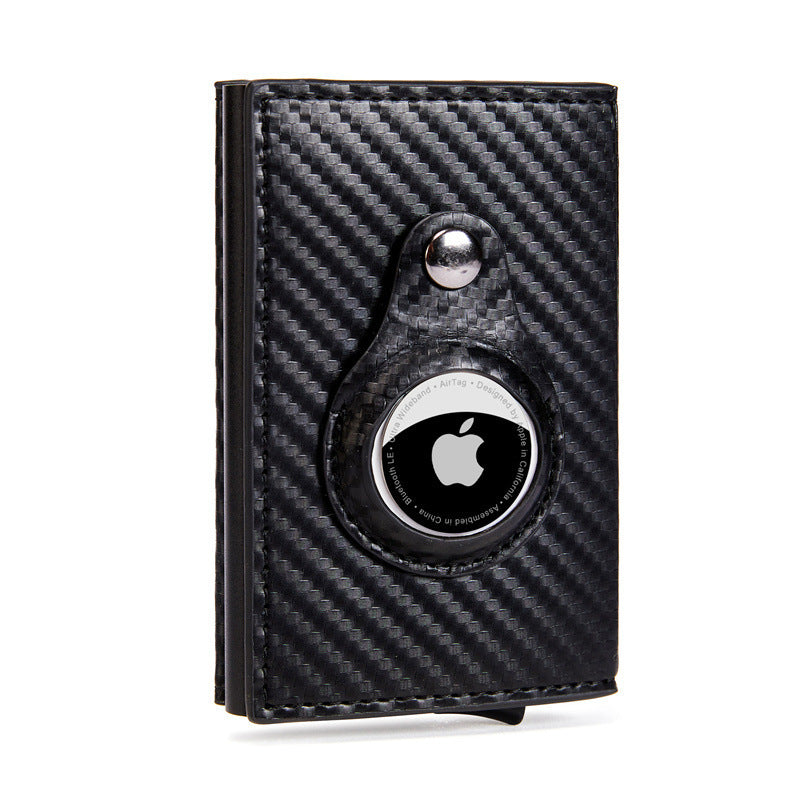 Carbon Fiber Pattern Magnetic Buckle Card Bag Airtag Tracker Multi-Function Card Bag Men's Wallet Short Hand Held
