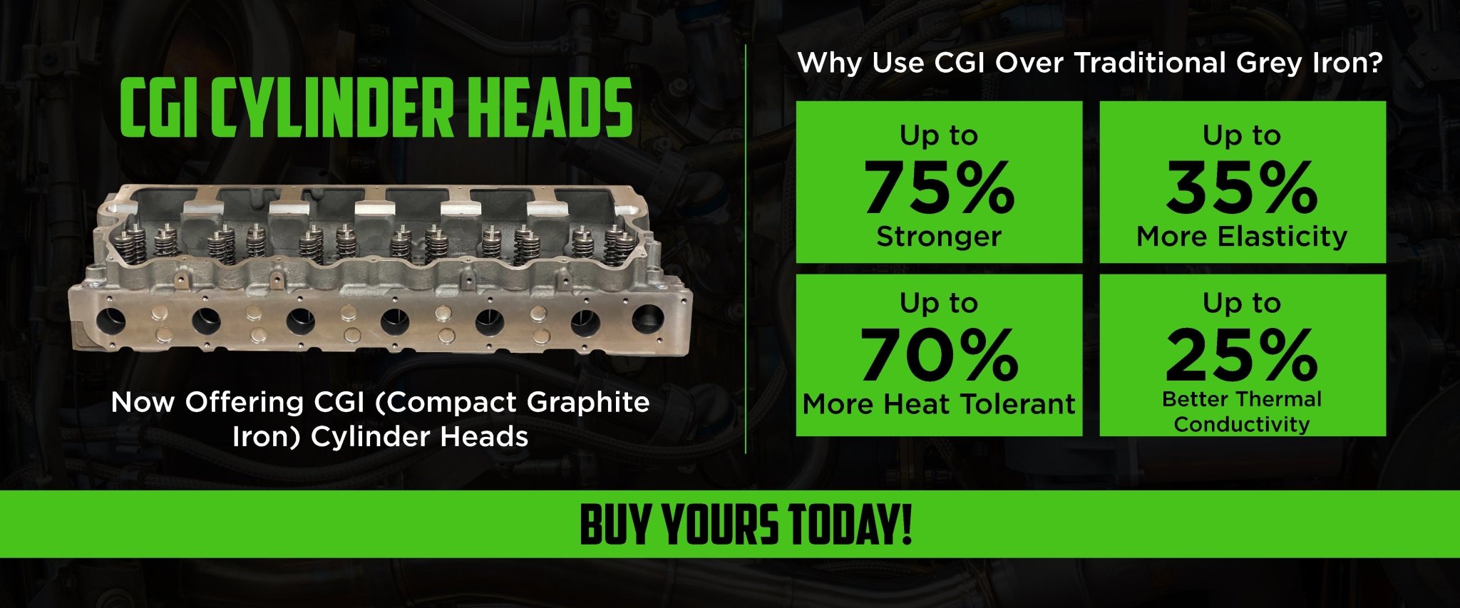 Cummins single cam Compact Graphite Iron (CGI) Cylinder Head Stage 3