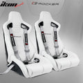 Universal White Bucket Racing Seat Dual Slider Buckle Belt Gray PU