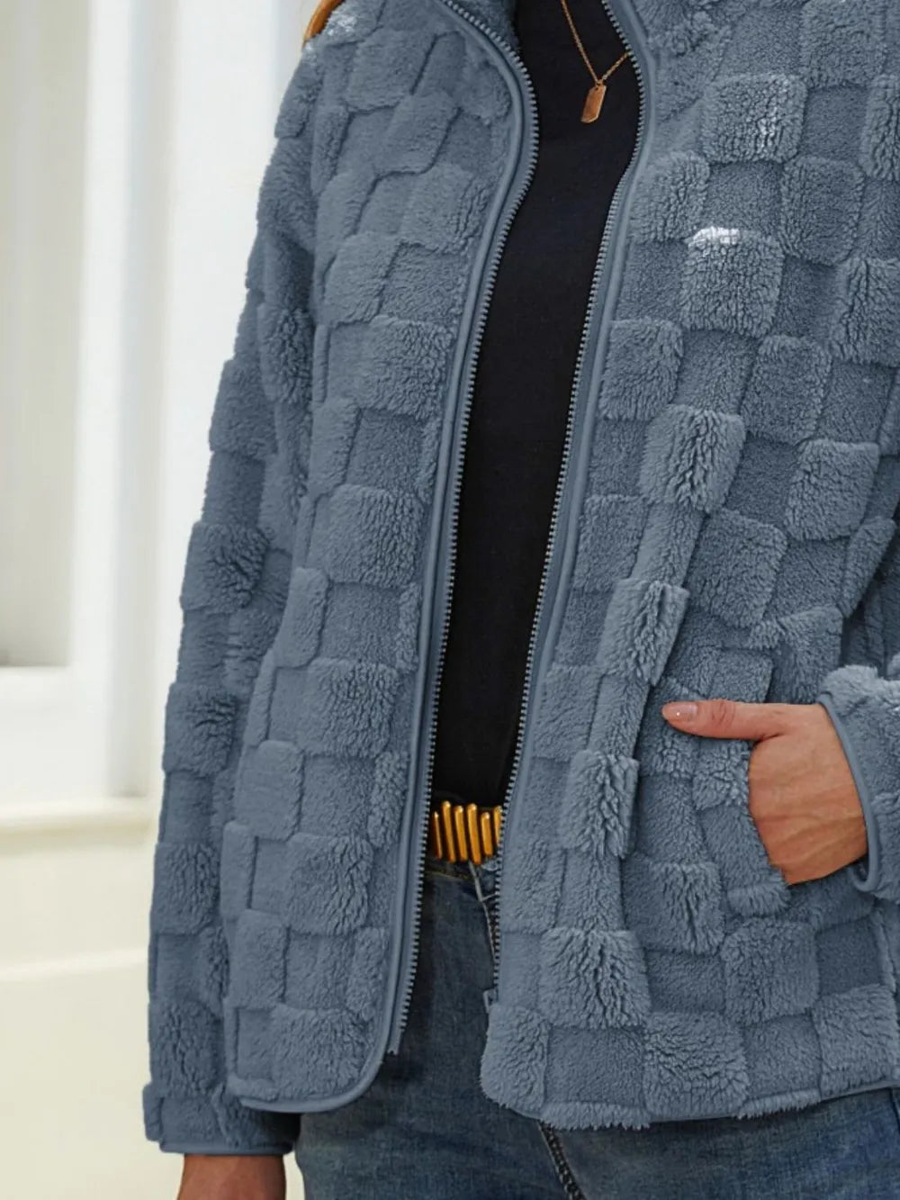 Checkered Zip Up Jacket