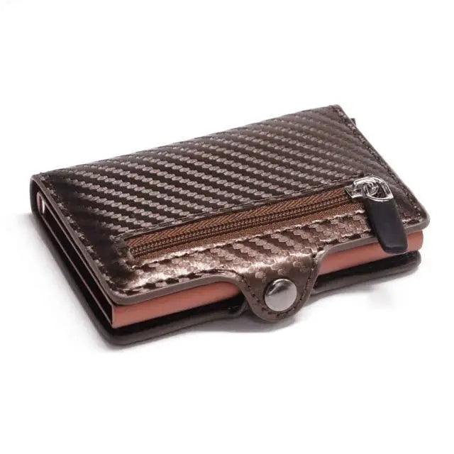 Classic Multifunction Automatic Aluminum Alloy Leather Credit Card Holder Retro New Pop-Up Card Ejector Business Wallets For Men