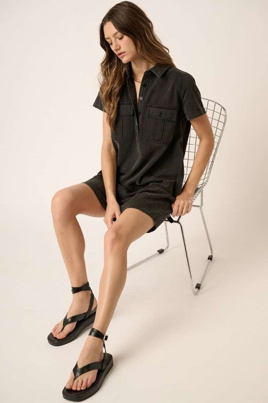 Button Detail Collared Neck Short Sleeve Shirt Dress For Women – Casual, Chic and Versatile Wardrobe Essential