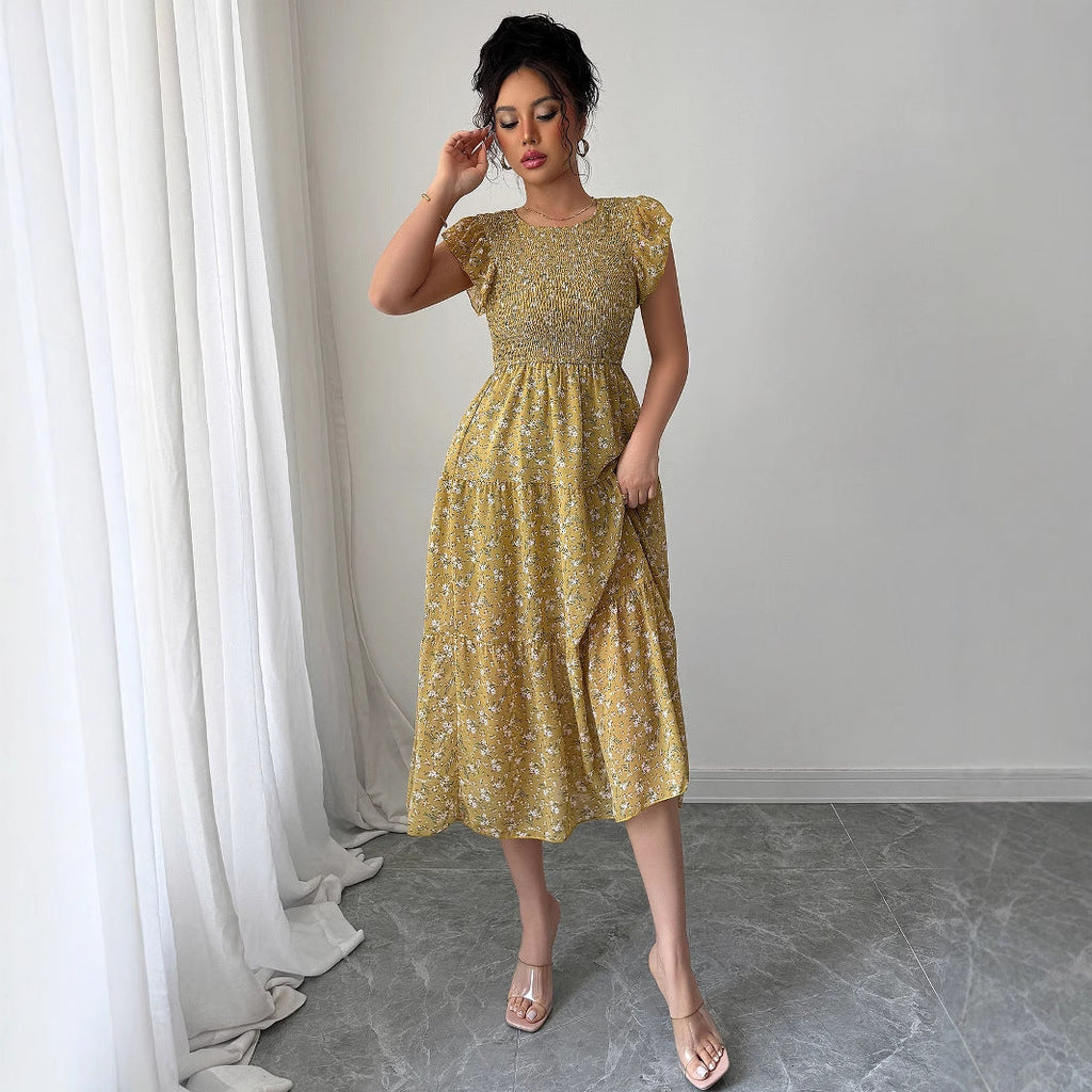 Fashion style floral slim fit dress for women