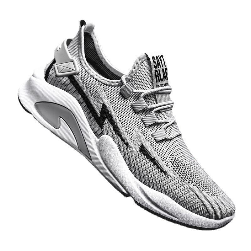 Fashionable Men's Shoes Summer New Breathable Student Casual Shoes Thin, Lightweight, Low cut, Fashionable Thick Bottom Flyknit Sports Shoes