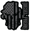 Grey Black Out American Skully Decal