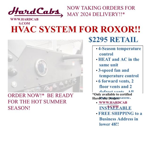 HardCabs 2 Seat Roxor Cab, Wiper Kit Included