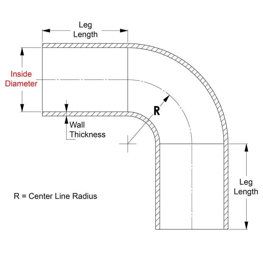 HPS Performance Products HPS 3-1/2" ID, Silicone 90 Degree Elbow Coupler Hose, High Temp 4-ply Reinforced
