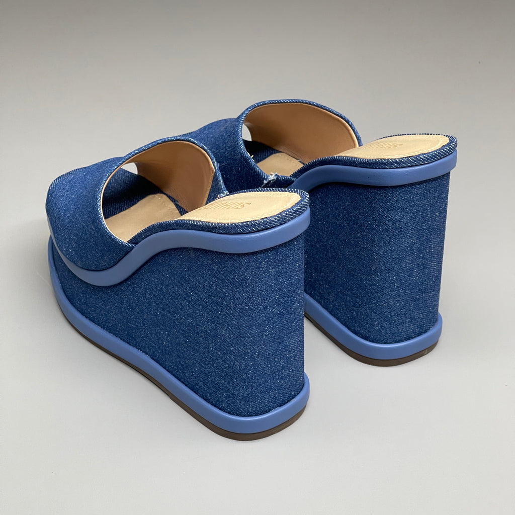 SCHUTZ Dalle Denim Women's Wedge Sandal Blue Platform Shoe Sz 9.5B (New)