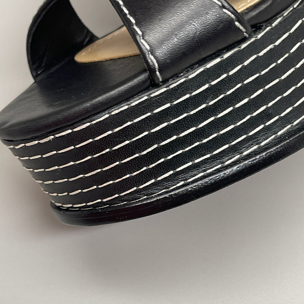 SCHUTZ Keefa Casual Women's Leather Sandal Black Platform 4" Heel Shoes Sz 10.5B (New)