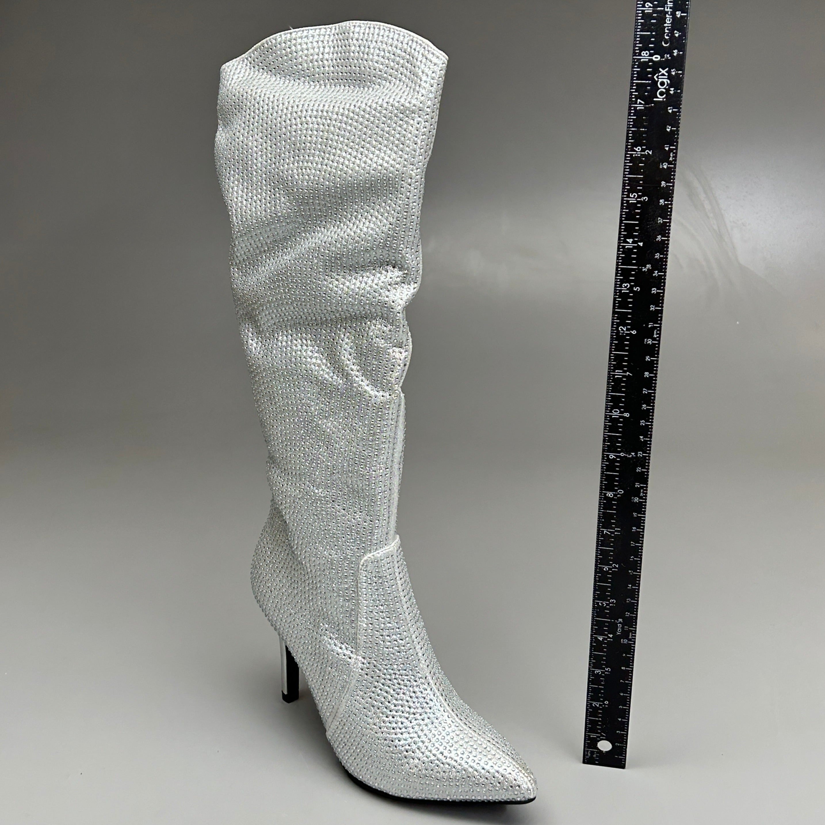 MIA Mackynzie Silver Stone Tall Heeled Boots Sz 11M Q100302