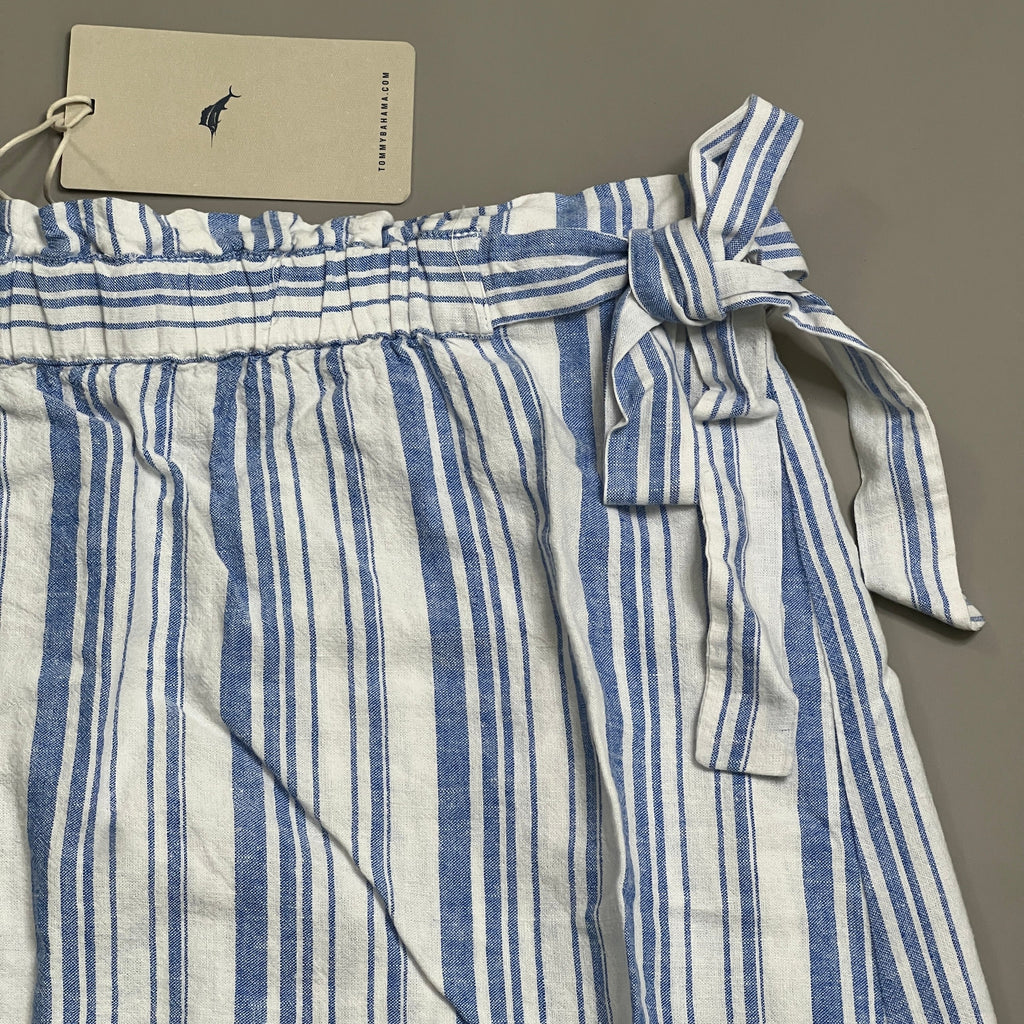 TOMMY BAHAMA Women's Shell Yea Stripe Midi Skirt Turkish Sea Size L (New)