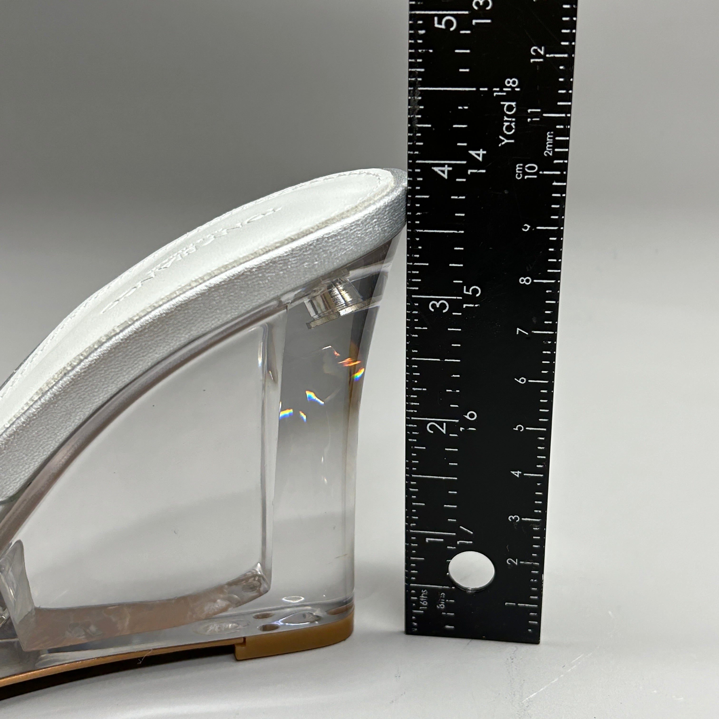 TONY BIANCO Alessi Clear Vinylite/Silver Wedges Women's Heels Sz 6.5 (New)