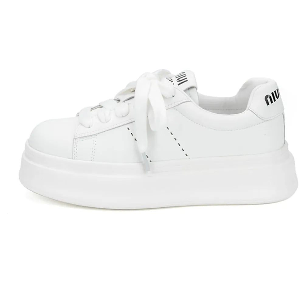 Lace Up Contrast Round Toe Platform Sneakers