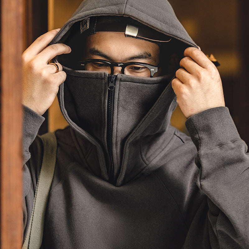 Maden Workwear American Heavyweight Balaclava Hoodie with Zipper High Street Tactical Men's Autumn Coat