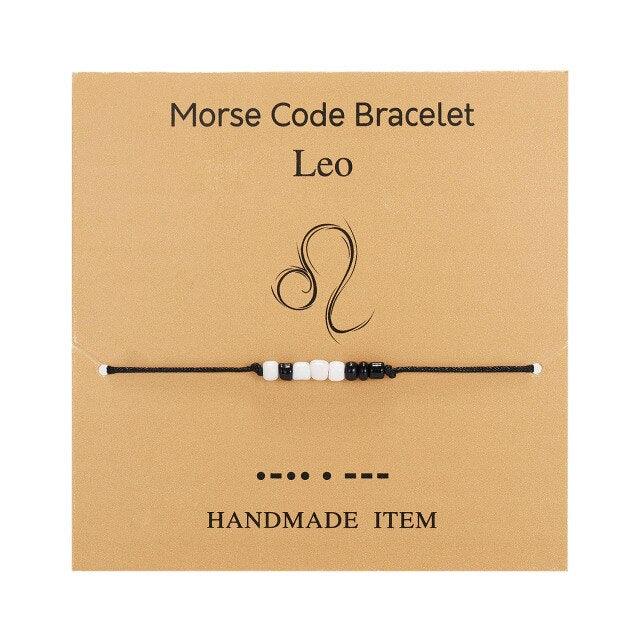 New Charm Bracelet For Women Men Twelve Zodiac Black White Rice Beads Adjustable Rope Chain Bracelet Natural Stone Beads Bracelet For Boyfriend Girlfriend Women